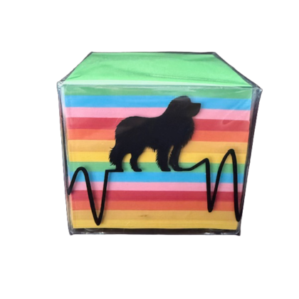 Houder met gekleurde memoblaajes en Leo hartslag